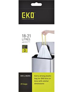 Afvalzak EKO type D 18-21 liter met trekband wit 20 stuks