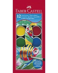 Waterverf Faber-Castell 12 kleuren met penseel