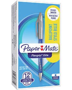 12x Paper Mate Flexgrip Elite balpen blauw breed