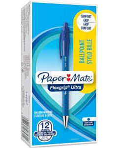 12x Paper Mate Flexgrip Ultra balpen blauw medium