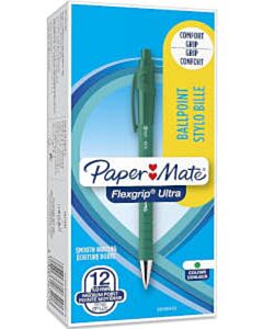 12x Paper Mate Flexgrip Ultra balpen groen medium