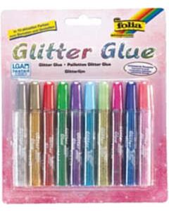 Folia glitterlijm 10 kleuren met 9,5 ml lijm