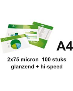 GBC Highspeed A4 lamineerhoezen glanzend 2x75 micron 100 stuks