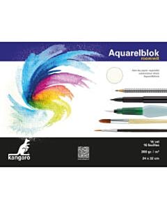 Aquarelblok 24x32cm 16 vel 300 gram roomwit Kangaro