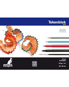 Kangaro tekenblok A4+ 110 gram 24 vel wit