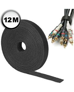 Klittenband kabelbinder 12 meter zwart