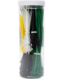 Kopp kabelbinderset 300 stuks zwart/wit/groen