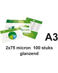 Quantore A3 lamineerhoezen glanzend 2x75 micron 100 stuks