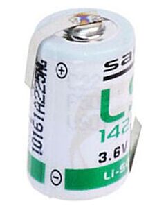 Saft LS14250 lithium 1/2 AA batterij met Z-tags (3,6V)