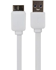 Micro-USB 3.0 naar USB A 3.0 platte kabel 1m wit Velleman