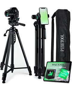 Camera statief 170cm met smartphone houder Pixetool zwart