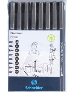 8 Fineliners Schneider Pictus zwart