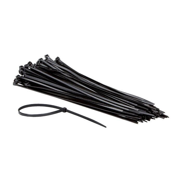 100 Tiewraps / kabelbinders 4,8x300mm zwart nylon