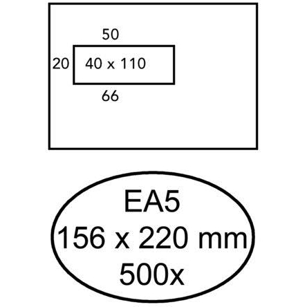 500 Zelfklevende enveloppen met venster links EA5 156 x 220 mm