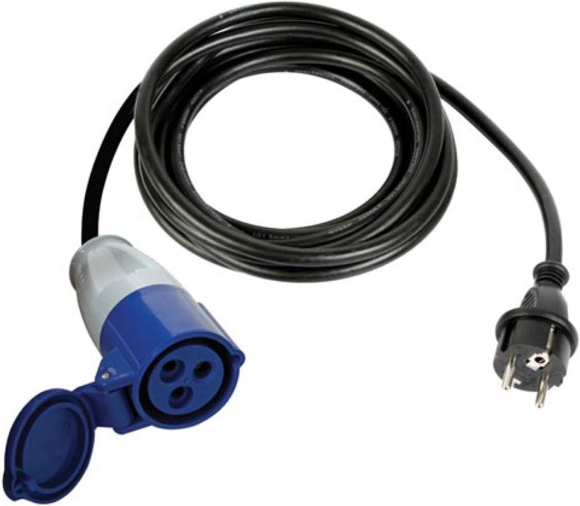 Verloopkabel CEE-contrastekker naar hybride Schuko-stekker 3m