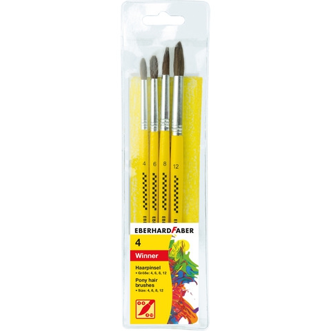 Penselenset ponyhaar maat 4-6-8-12 Eberhard Faber