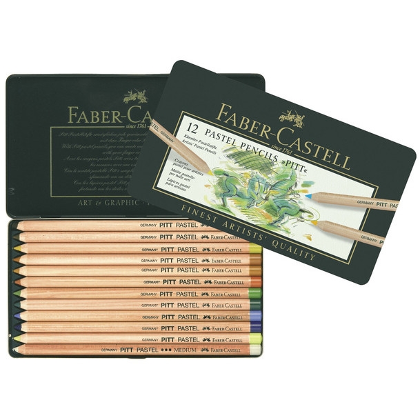 12 PITT pastelpotloden Faber-Castell in metaal etui