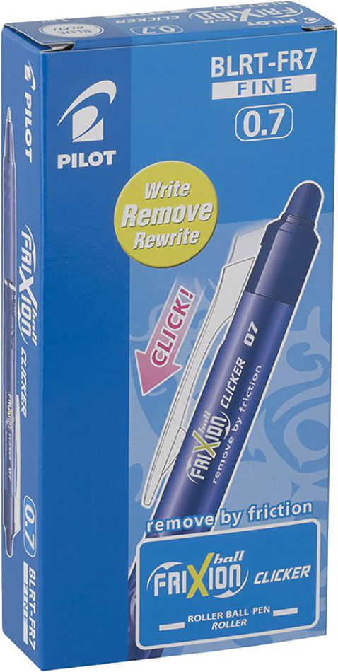 12 Pilot FriXion Ball Clicker gelrollers blauw medium 0,7 mm