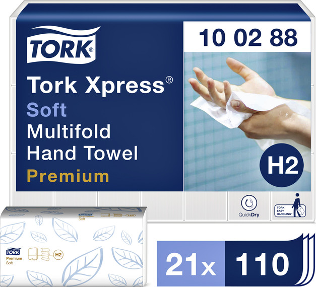 Handdoek Tork H2 100288 Premium 2laags 21x34cm 21x110st