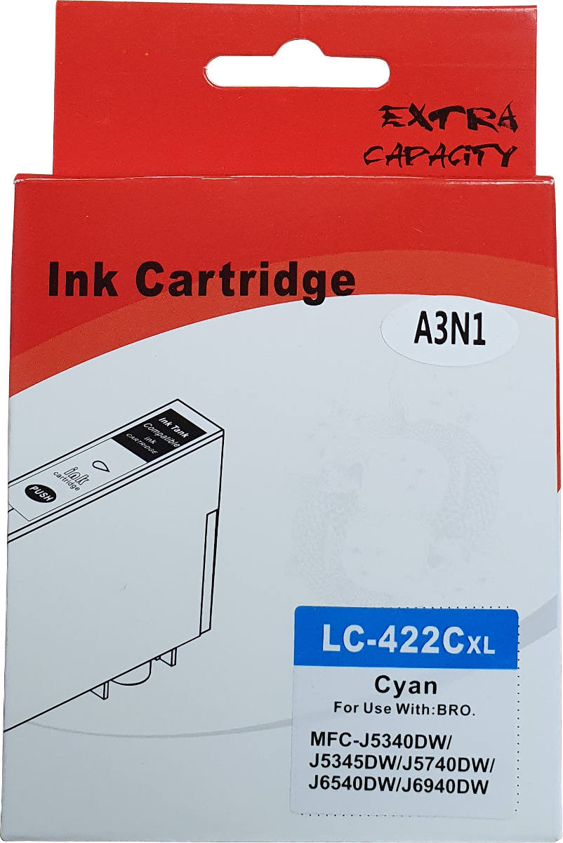 Huismerk Brother LC-422XLC cartridge cyaan