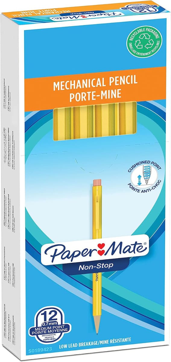 12x Paper Mate Non-Stop vulpotlood HB medium 0,7 mm
