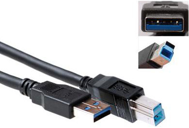 USB 3.0 printerkabel 3 meter USB A-B zwart