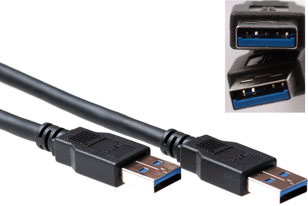 USB 3.0 A Male - A Male kabel 2 meter zwart