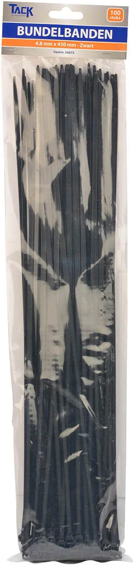 100 Tiewraps / bundelbanden 4,8x450mm zwart PA66